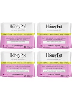 the Honey Pot company The Honey Pot Company - 80 ct - Sanitary Pads for Women - Non-Herbal Regular Flow w/Wings - Organic Cotton Cover & Ultra-Absorbent Pulp Core - Feminine Care - FSA & HSA Eligible 