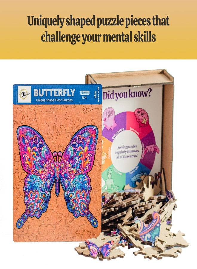91Knots | Butterfly 72 Pieces Wooden Jigsaw Puzzle for Kids 6+ | Fun Animal Brain Teaser | Builds Cognitive Development, Fine Motor Skills, Visual & Spatial Intelligence, Memory & Focus in Children - Image 4