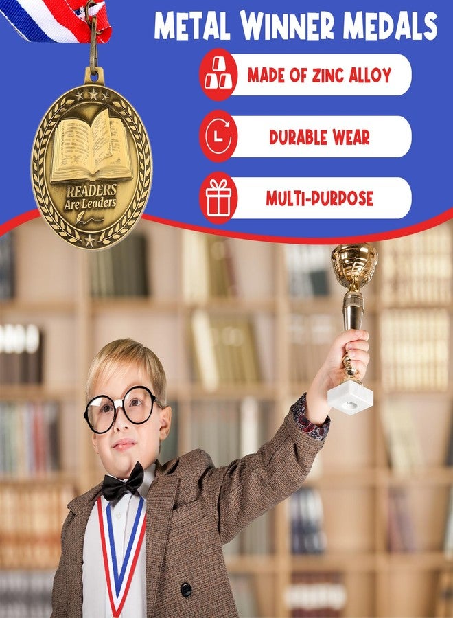 مجموعة لوتيري المكونة من 36 ميدالية تقديرية للقراءة مع أشرطة للرقبة، ميداليات ذهبية ثلاثية الأبعاد مقاس 2 بوصة، جائزة "اقرأ لتنجح"، كأس للمشاركة، هدية - Image 5
