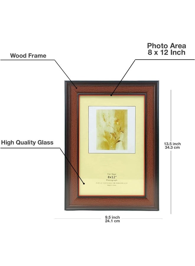 Decorhills DECORHILLS FRAMES & DECOR Rectangular Glass Photo with Wood, Wall Mount Tabletop Display for 8x12 Inches Picture  - Image 5