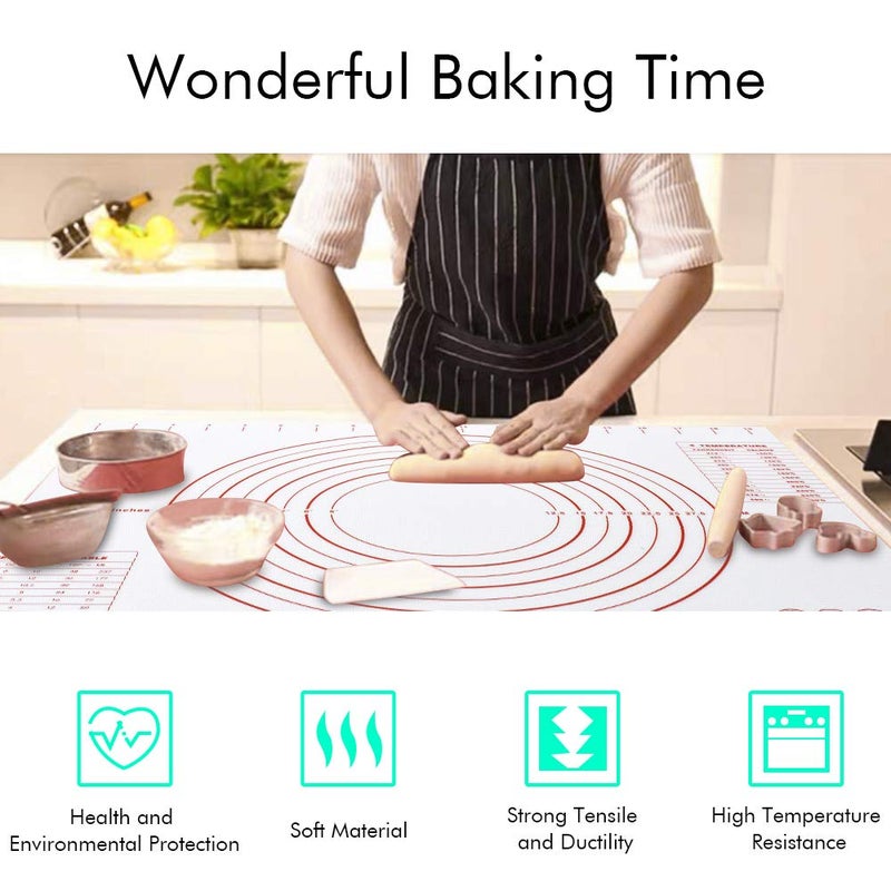 Asenky Food Grade Silicone Pastry Mat NonStick Baking Mat with Measurements for Rolling Dough Pie Bread Cookies - Image 5