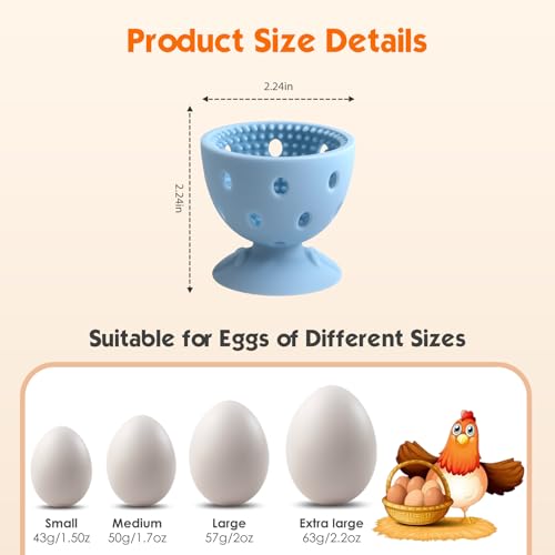 WAMEIJU Egg Brush Cleaner, Egg Cleaner Scrubber for Fresh Eggs, Cute Chick Shaped Silicone Egg Washer, Reusable Multipurpose Washing Egg Tool for Fruits and Vegetables(Blue) - Image 2