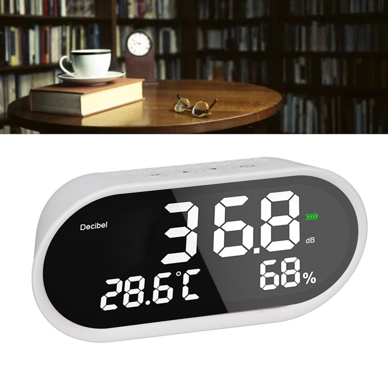 مقياس الديسيبل الرقمي مقياس مستوى الصوت مع مستشعر درجة الحرارة والرطوبة شحن USB - Image 4