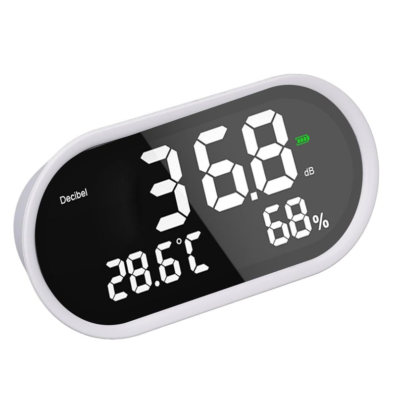 مقياس الديسيبل الرقمي مقياس مستوى الصوت مع مستشعر درجة الحرارة والرطوبة شحن USB - Image 3