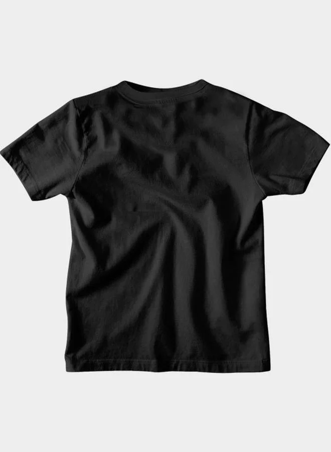 Bonorganik Boy's Black 100% Cotton Character Printed Regular Fit T-Shirt
