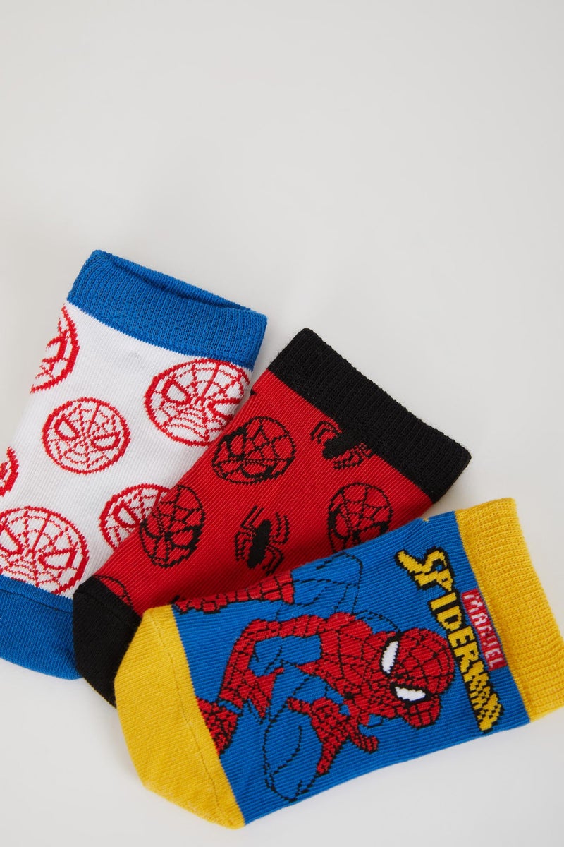 DeFacto Boy Marvel Spiderman Licensed 3 Pack Cotton Booties Socks  - Image 4
