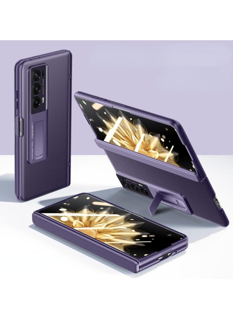 general حافظة متوافقة مع Honor Magic V2، [حماية كاملة للوصلة] حافظة هاتف جلدية مضادة للصدمات مع واقي شاشة وحامل لهاتف Honor Magic V2 - Image 1