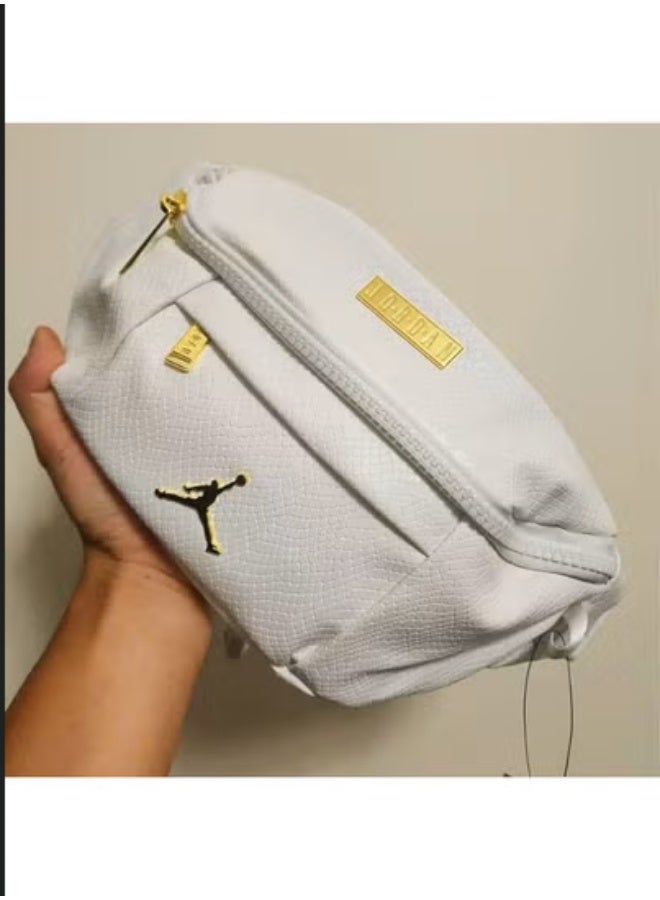 Air Jordan outdoor hiking camping bag, white pebbled leather, unisex casual outdoor sports bag - Image 3