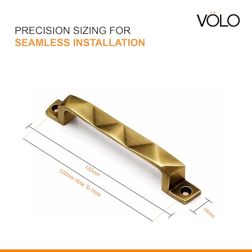 VOLO Antique Brass Finish Door and Window Handle for Home & Kitchen Doors/Cabinet/Window Handles - Mosaic Type (Model: Run 62) (96 mm, 4) - Image 2