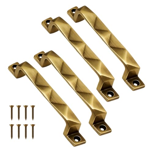 VOLO Antique Brass Finish Door and Window Handle for Home & Kitchen Doors/Cabinet/Window Handles - Mosaic Type (Model: Run 62) (96 mm, 4) - Image 1