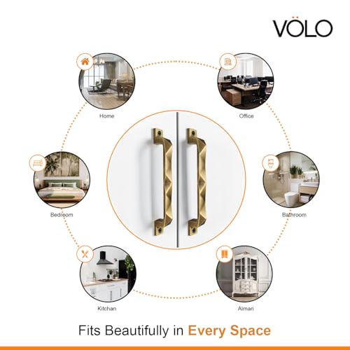 VOLO Antique Brass Finish Door and Window Handle for Home & Kitchen Doors/Cabinet/Window Handles - Mosaic Type (Model: Run 62) (96 mm, 4) - Image 4