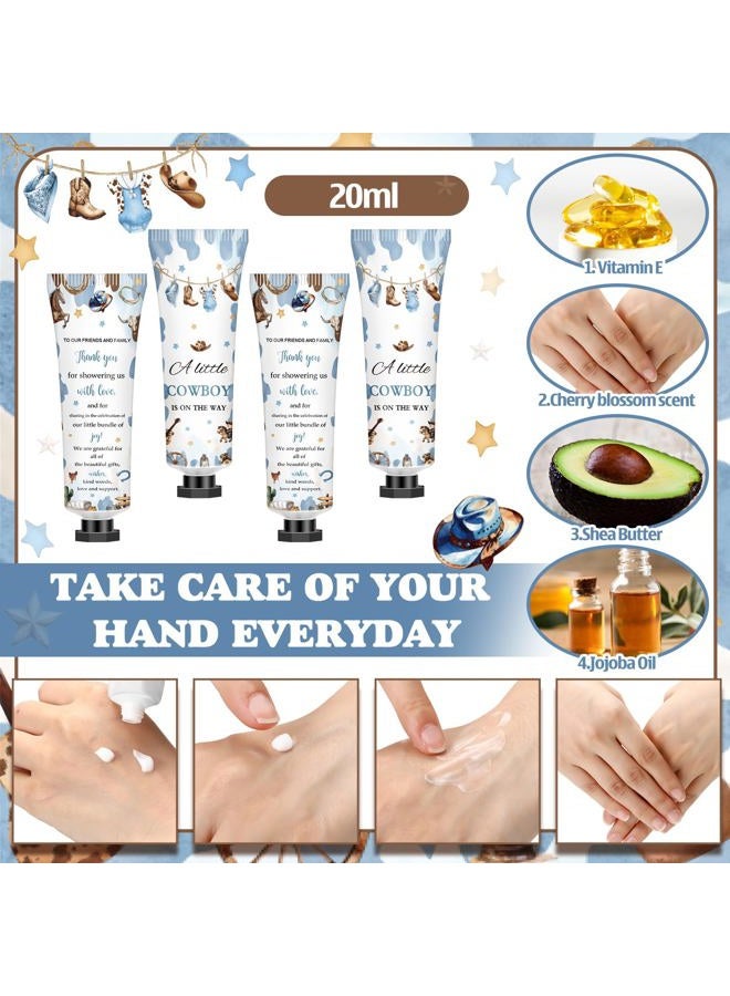 Dimsile 50 Sets 200 Pcs Baby Shower Hand Lotion and Lip Balm Gift Theme Baby Shower Party Favors Travel Size Hand Lotion and Lip Balm Bulk with Organza Bags Tags(A Little Cowboy is on the Way) - Image 3