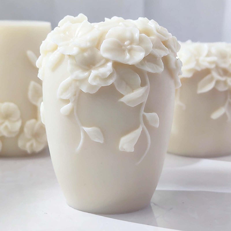 ESEENS Bottle Candle Molds - Cylinder & Flower Pillar - Rose Flower - Resin Casting Silicone Molds for Home Decor & Candle Making - Wave & Spiral Mold - Image 1