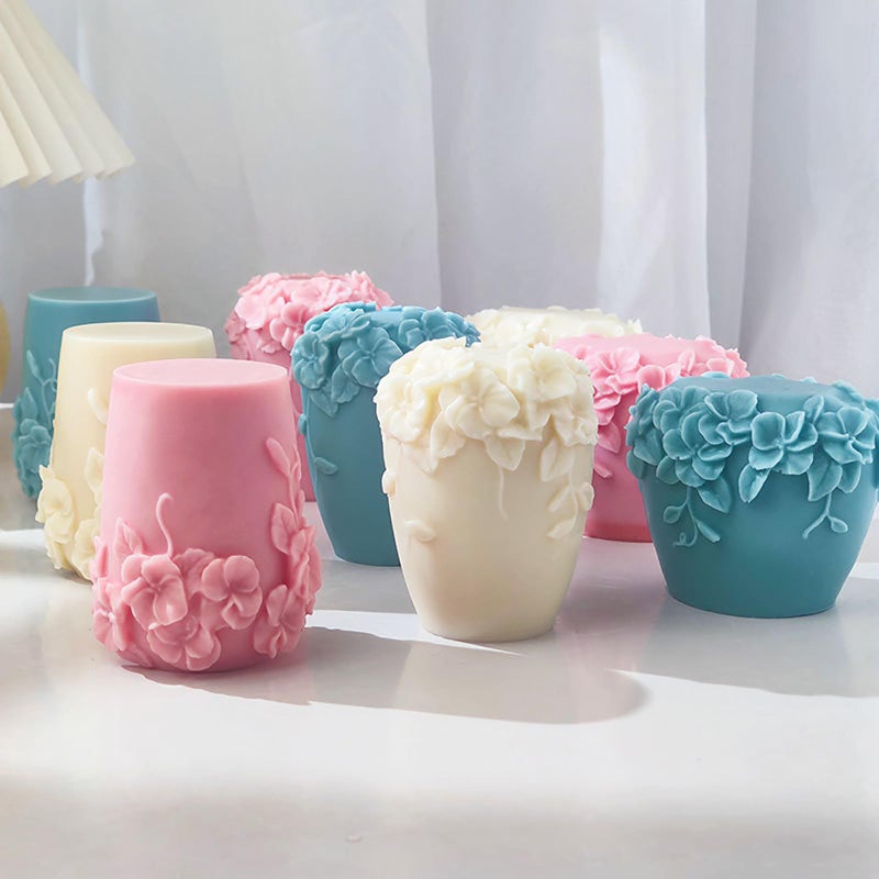 ESEENS Bottle Candle Molds - Cylinder & Flower Pillar - Rose Flower - Resin Casting Silicone Molds for Home Decor & Candle Making - Wave & Spiral Mold - Image 4