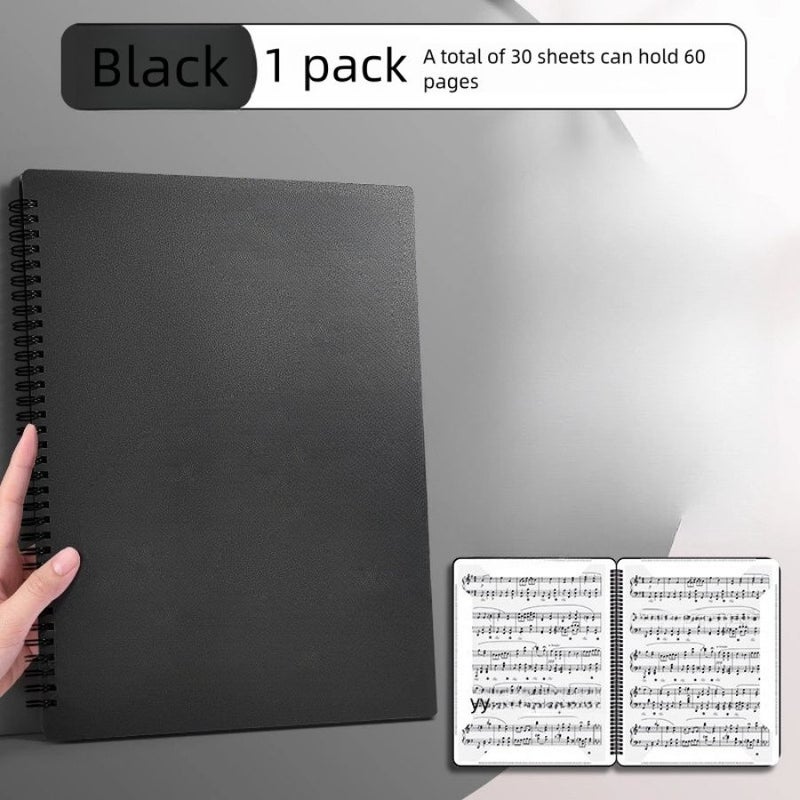 A4 Size Black Double Sided Folder For Sheet Music Holds 20 Pages Suitable For Piano Choir And Marching Band - Image 1