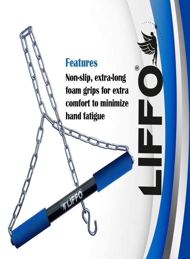 Liffo® Pull Up Bar Heavy Height Increasing Chain Hanging Rod Exercise, Fitness, Chin-up Bar with Weight Lifting Gloves (Blue) 4FT - Image 4