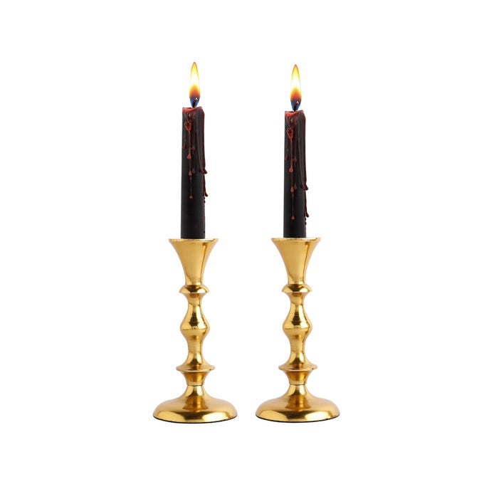 RELY GOLD CANDLE HOLDERS SET OF 2 DECORATIVE CENTERPIECE TABLE CANDLESTICKS HOLDERS FOR TAPER CANDLES HOME DECOR EASTER CANDLE HOLDERS FOR DINNER PARTY WEDDING DECORATIONS