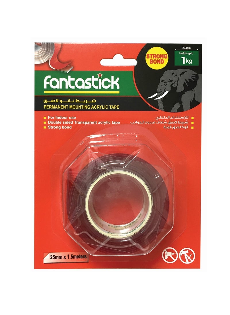 Fantastick - 1-Piece Permanent Double Sided Clear Mounting Acrylic Tape - Image 1