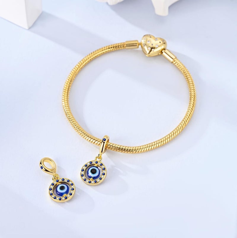 Parmuz 925 Sterling Silver Charms for Bracelets and Necklaces Gold Cross Butterfly Star Moon Cute Cat Dog Evil Eye Lucky Bracelet Beads Aesthetic Peandant for woman - Image 2