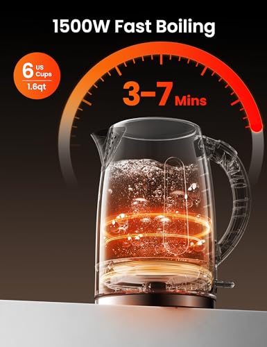 COMFEE' Stainless Steel Electric Kettle, Temperature Control with 6 Presets, 1-Hr Keep Warm, Kettle Water Boiler 1.7 Litres, 1500W with Viewing Window, Auto-Off and Boil-Dry Protection - Image 5