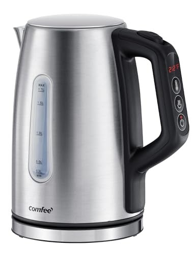 COMFEE' Stainless Steel Electric Kettle, Temperature Control with 6 Presets, 1-Hr Keep Warm, Kettle Water Boiler 1.7 Litres, 1500W with Viewing Window, Auto-Off and Boil-Dry Protection - Image 1