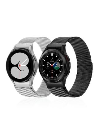 2 Packs No Gap Metal Bands Compatible with Samsung Galaxy Watch 4 Band 40mm 44mm/ for Galaxy Watch 4 Classic Band 42mm 44mm, Milanese Loop Stainless Steel Magnetic Strap for Men Women, Black/Silver - pzsku/Z51B5411DD40A5338AFB4Z/45/_/1720777863/73e2125e-86af-45c4-93dc-16251acd9d55