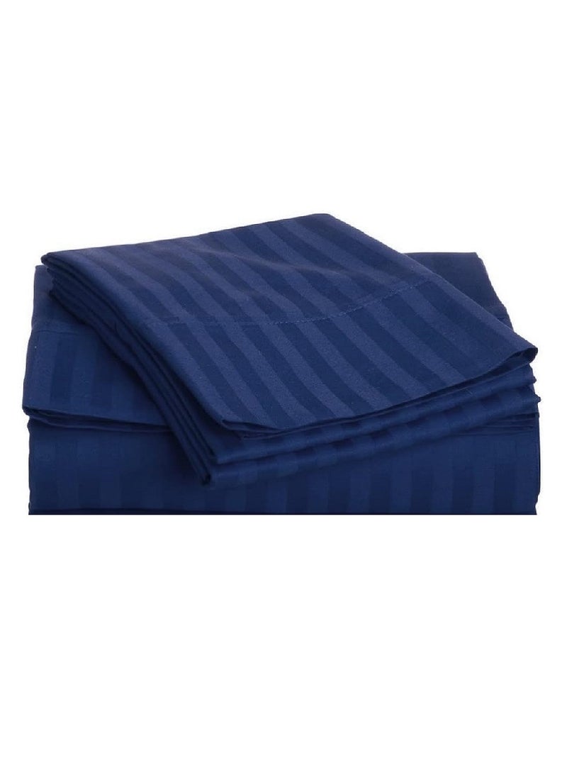 Blueberry Striped Sheet Set Sheets Deep Pockets Machine Washable Hotel Bedding Silky Soft 200x200+20cm - Image 1