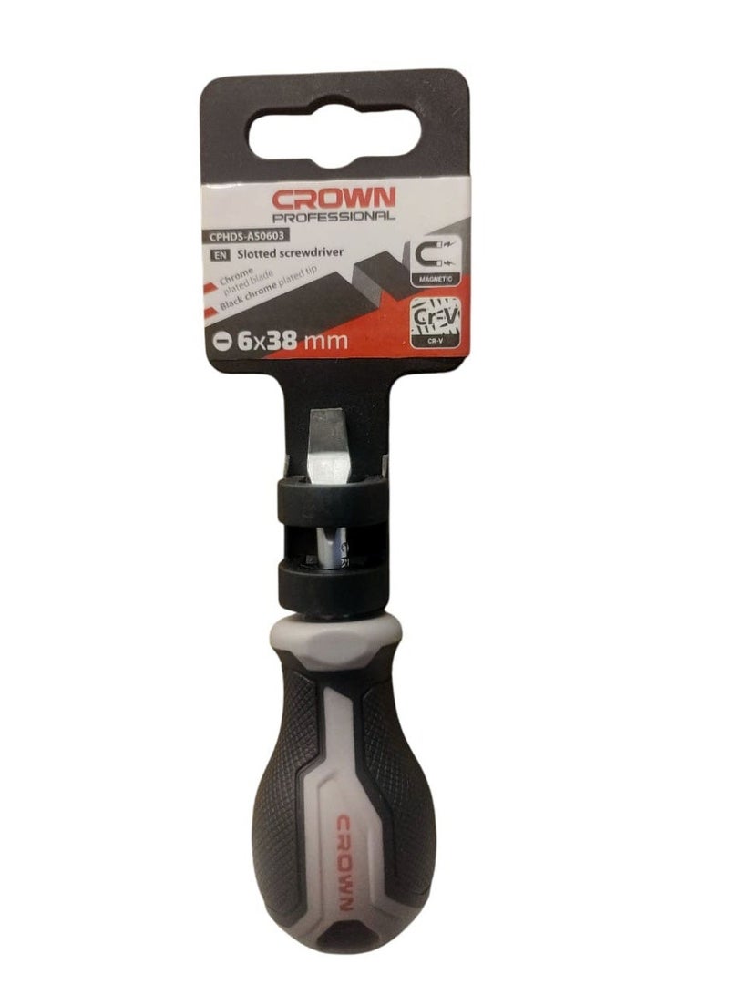 Crown 6x38mm Flat-Head Precision Screwdriver with Ergonomic Grip - Image 1