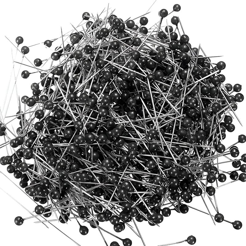 Wetco 800 Pcs Sewing Pins, 1.5 in Round Pearl Heads Pins, Pearlized Pins, Pearl Push Pins, Dressmaker Pins, Quilting Pins for Fabric, Craft and Sewing Project, Weddings Corsage Florists (Black) - Image 1