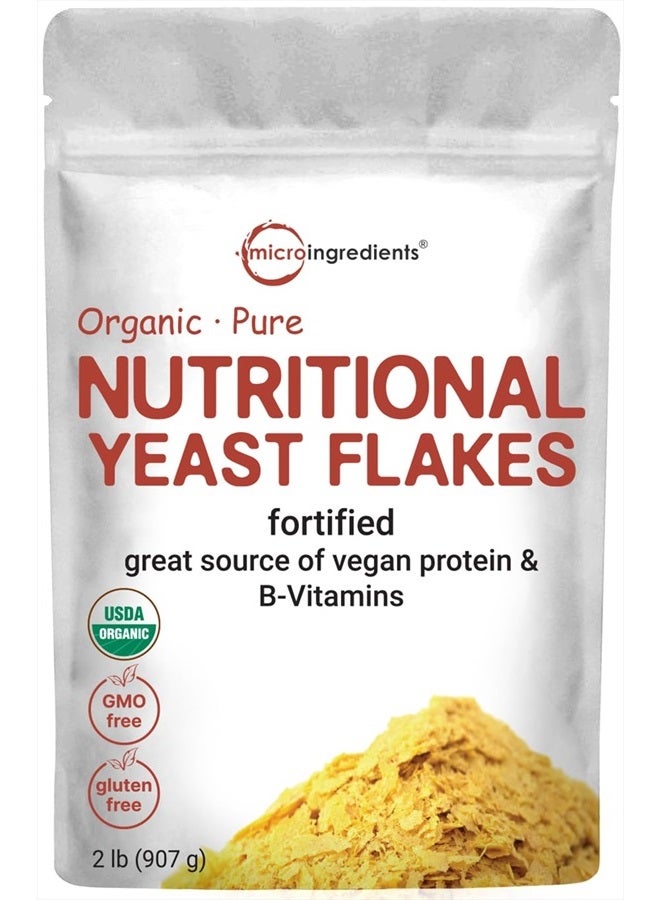 Micro Ingredients رقائق خميرة غذائية عضوية مدعمة، 2 رطل (32 أونصة) | غنية بالبروتين النباتي، وفيتامينات ب، وبيتا-غلوكانات | مناسبة للكيتو، بديل جبن خالي من الألبان، غير معدلة وراثيًا، خالية من الغلوتين - Image 1