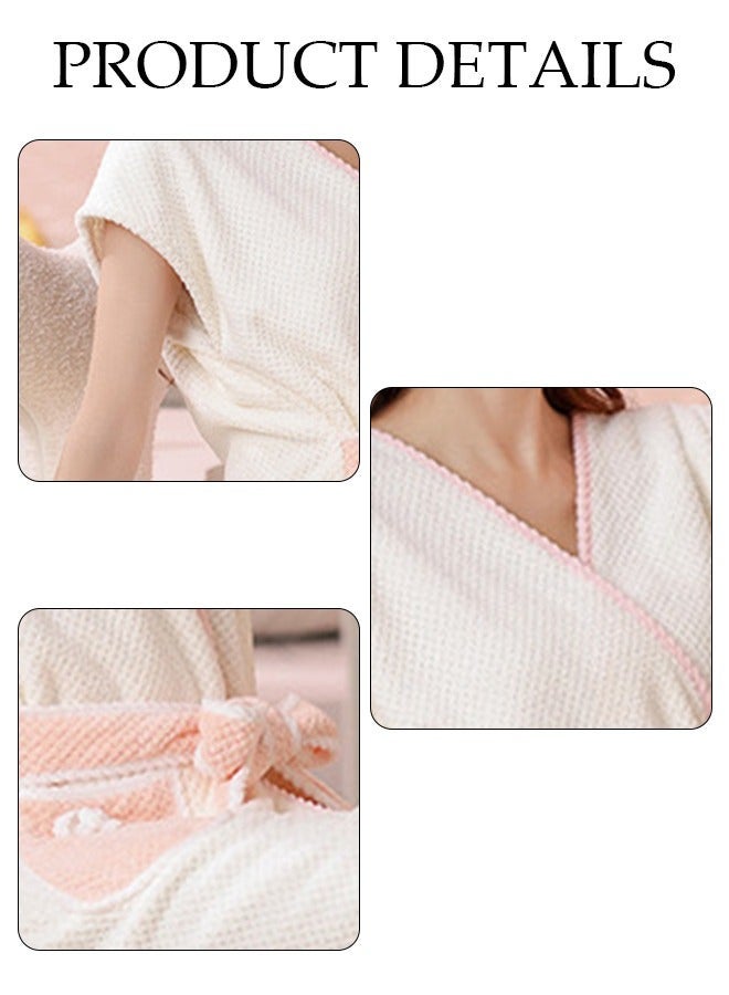 Women's Bath Robe, Wearable Bath Towel with Side Pocket Wrap Shower Wrap Towel Dress Bathrobe Waffle Spa Towel Robes with Adjustable Closure Quick Dry Lightweight Cover Up - Image 2