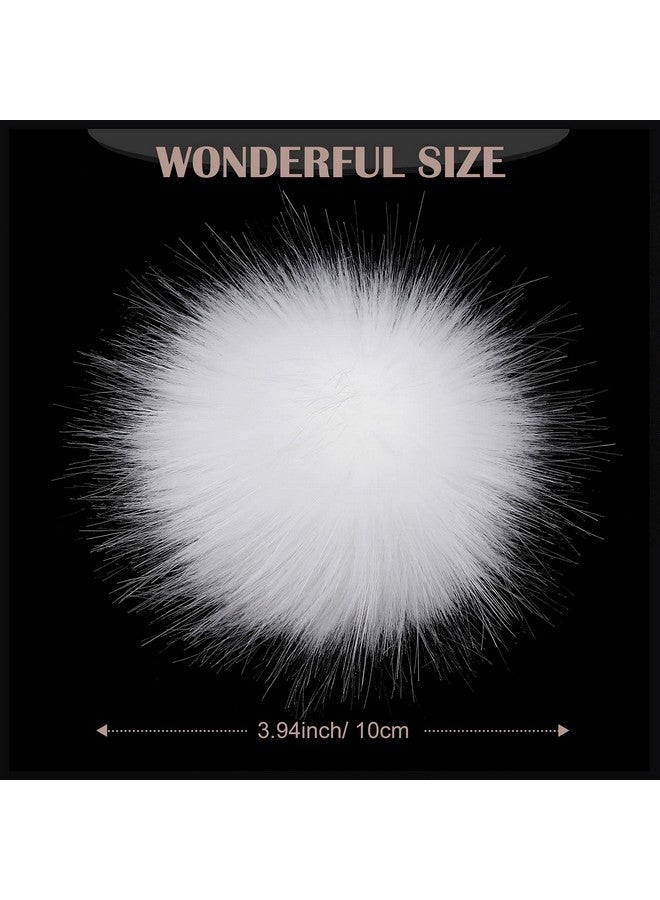 Bememo 14 Pieces Faux Fur Pom Pom Balls for Hats DIY Faux Fur Pompom with Elastic Loop for Hats Shoes Scarves Gloves Scarves Bag Key Chain Charms Accessories (White) - Image 3