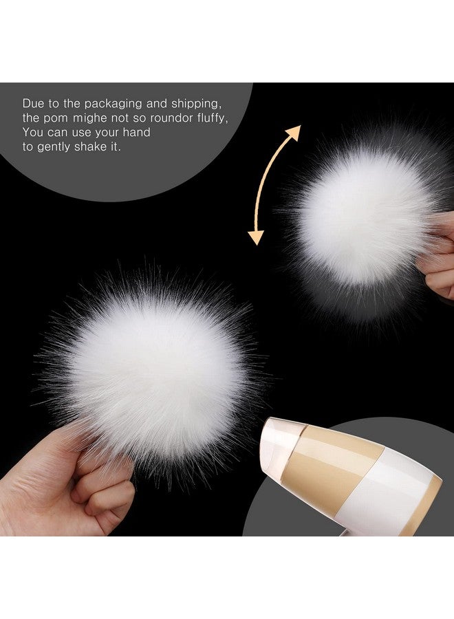 Bememo 14 Pieces Faux Fur Pom Pom Balls for Hats DIY Faux Fur Pompom with Elastic Loop for Hats Shoes Scarves Gloves Scarves Bag Key Chain Charms Accessories (White) - Image 5