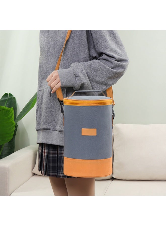 فالمر حقيبة غداء أسطوانية معزولة ببطانة من رقائق الألومنيوم السميكة، حقيبة طعام قماشية محمولة بتصميم أنيق مع مقابض مريحة، مناسبة للطلاب وموظفي المكاتب والاستخدام الخارجي سعة كبيرة 26×18×18 سم - Image 4