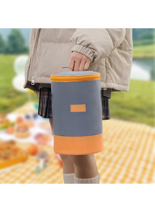 فالمر حقيبة غداء أسطوانية معزولة ببطانة من رقائق الألومنيوم السميكة، حقيبة طعام قماشية محمولة بتصميم أنيق مع مقابض مريحة، مناسبة للطلاب وموظفي المكاتب والاستخدام الخارجي سعة كبيرة 26×18×18 سم - Image 5