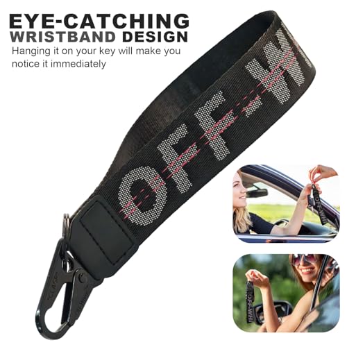 MJYFDAC Fashionable Car Key Chain, Fabric Wrist Strap With Key Ring, Can Be Used To Hang Car Keys, Wallets, Jeans Decorations, Key Chain Accessories (Black) - Image 2