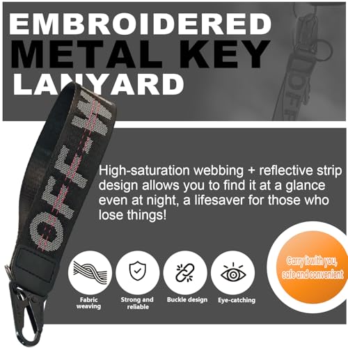 MJYFDAC Fashionable Car Key Chain, Fabric Wrist Strap With Key Ring, Can Be Used To Hang Car Keys, Wallets, Jeans Decorations, Key Chain Accessories (Black) - Image 3