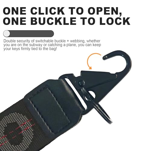 MJYFDAC Fashionable Car Key Chain, Fabric Wrist Strap With Key Ring, Can Be Used To Hang Car Keys, Wallets, Jeans Decorations, Key Chain Accessories (Black) - Image 5