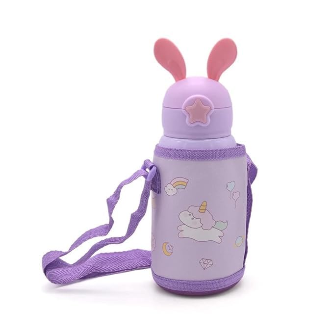 SHB SHB Kids Water Bottle Stainless Steel Double Wall Vacuum Insulated Wide Mouth Bottle with Leakproof Straw Lid Sipper Water Bottle with Cover  - Image 3