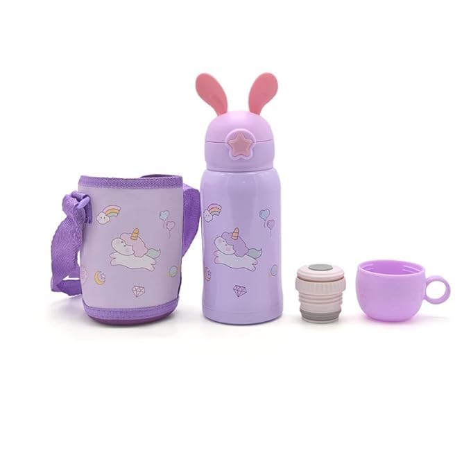 SHB SHB Kids Water Bottle Stainless Steel Double Wall Vacuum Insulated Wide Mouth Bottle with Leakproof Straw Lid Sipper Water Bottle with Cover  - Image 5