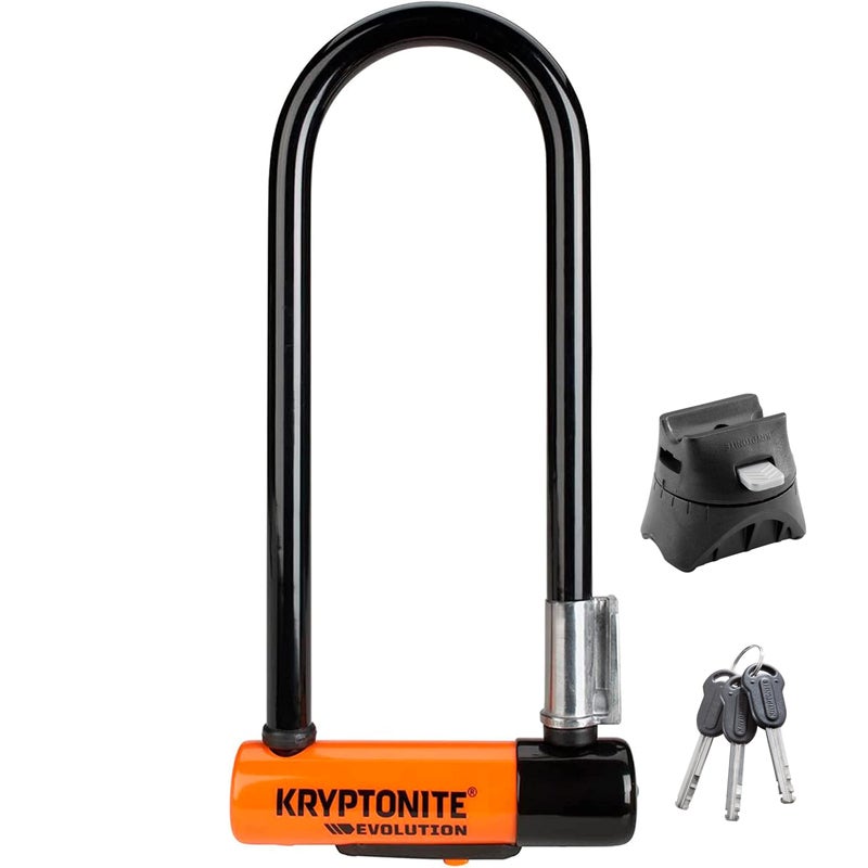 Kryptonite Evolution Mini-9 Lock with Flex Frame U-Bracket - Orange, 9-Inch - Image 1