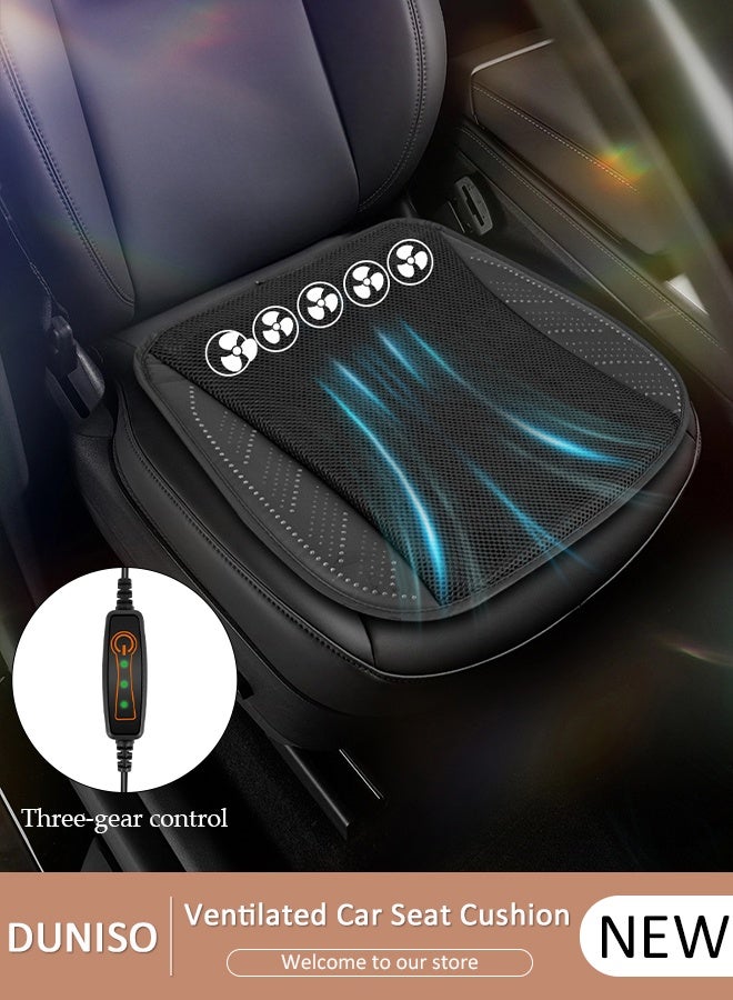 DUNISO وسادة مقعد سيارة تبريد عالمية مع واجهة USB، غطاء مقعد سيارة جيد التهوية، تبريد سريع بثلاث سرعات قابلة للتعديل، وسادة تبريد مقعد السيارة مناسبة لجميع مقاعد السيارة، المنزل والمكتب - Image 1