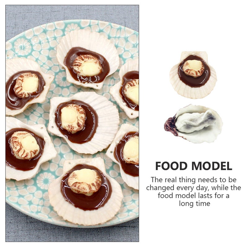 2Pcs Simulation Scallop Models Scene Layout Seafood Models Desktop Decors - Image 4