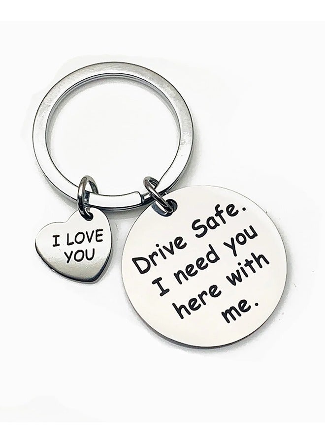LJRN Car Keychain Birthday Gifts for Boyfriend Husband Love Keychain Valentines Gifts for Wife Girlfriend Anniversary Present,''drive safe i need you here with me'' Key Chain - Image 1