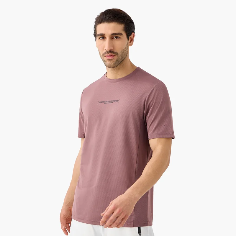 ادوت من سبلاش Textured Crew Neck T-shirt with Short Sleeves