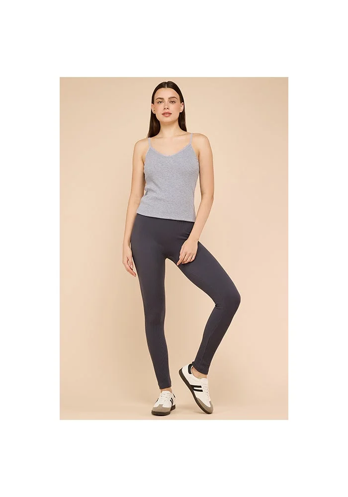 أر أند بي Solid Leggings with Elastic Waist