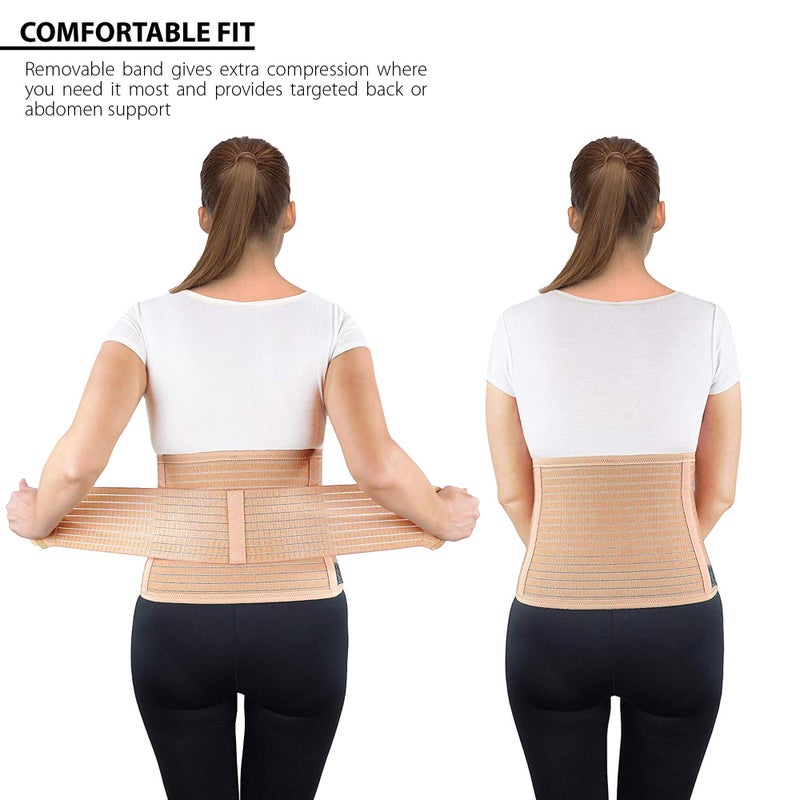 ORTONYX Breathable 9.5"" Abdominal Binder/Postpartum Postoperative Wrap/Abdomen Hernia Support Belt for Men and Women - S/M (22""-33"") Beige - Image 5