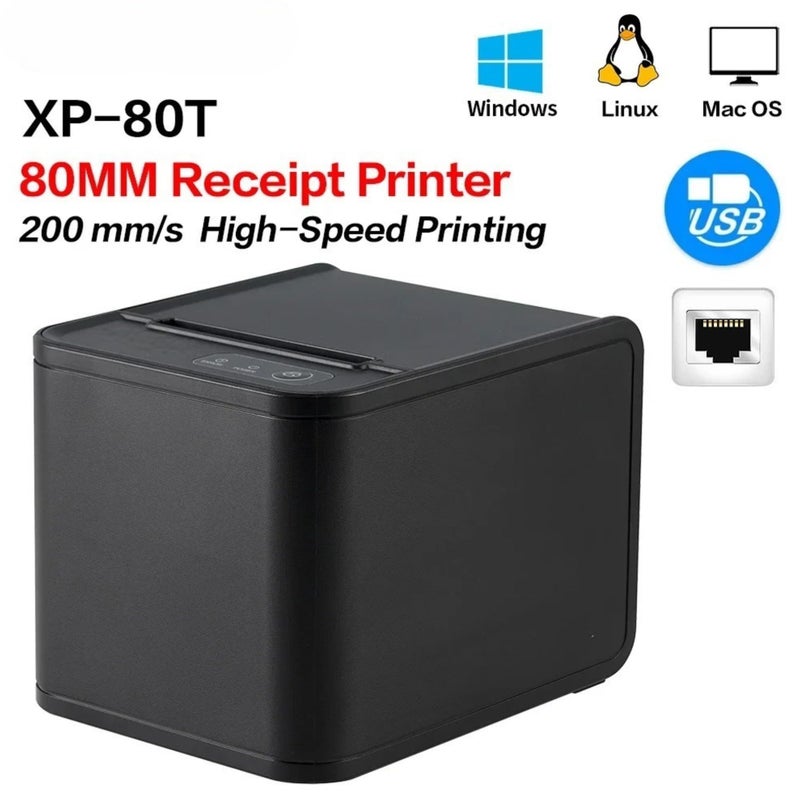 Receipt Printer XP-80TS Lan 80mm High Speed 200mm/s POS Printer with Auto Cutter USB and Ethernet Port Direct Thermal Printing for Restaurant Retail Kitchen Windows Linux Android Support - Image 3