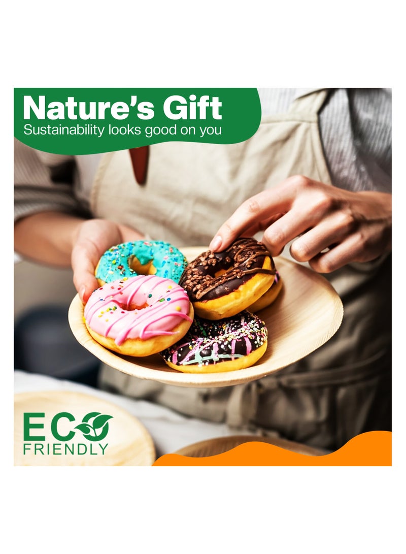 EcoEdge 7 Inch Round Areca Palm Leaf Disposable Plates (Pack of 10) | Environmentally safe, Chemical Free, Recyclable, Biodegradable, Disposable | Elegantly Sustainable | 100% Plant Based - Image 2