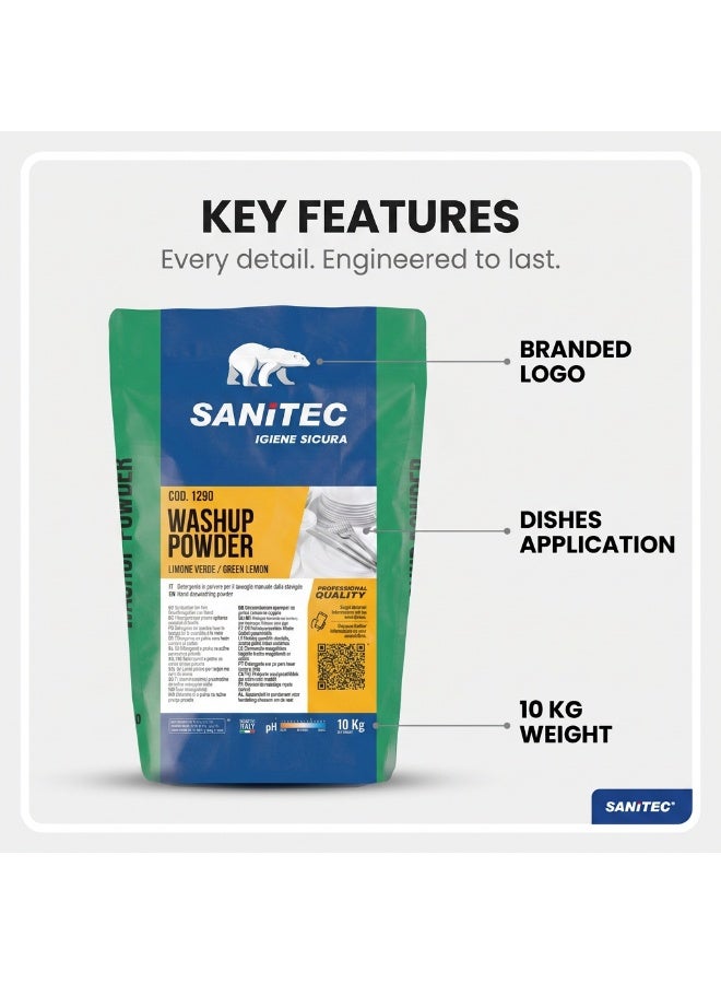 Sanitec Dishwashing Powder Lemon | Professional Kitchen & Catering Dish Cleaner | Italian Formula | 10 KG - Image 5